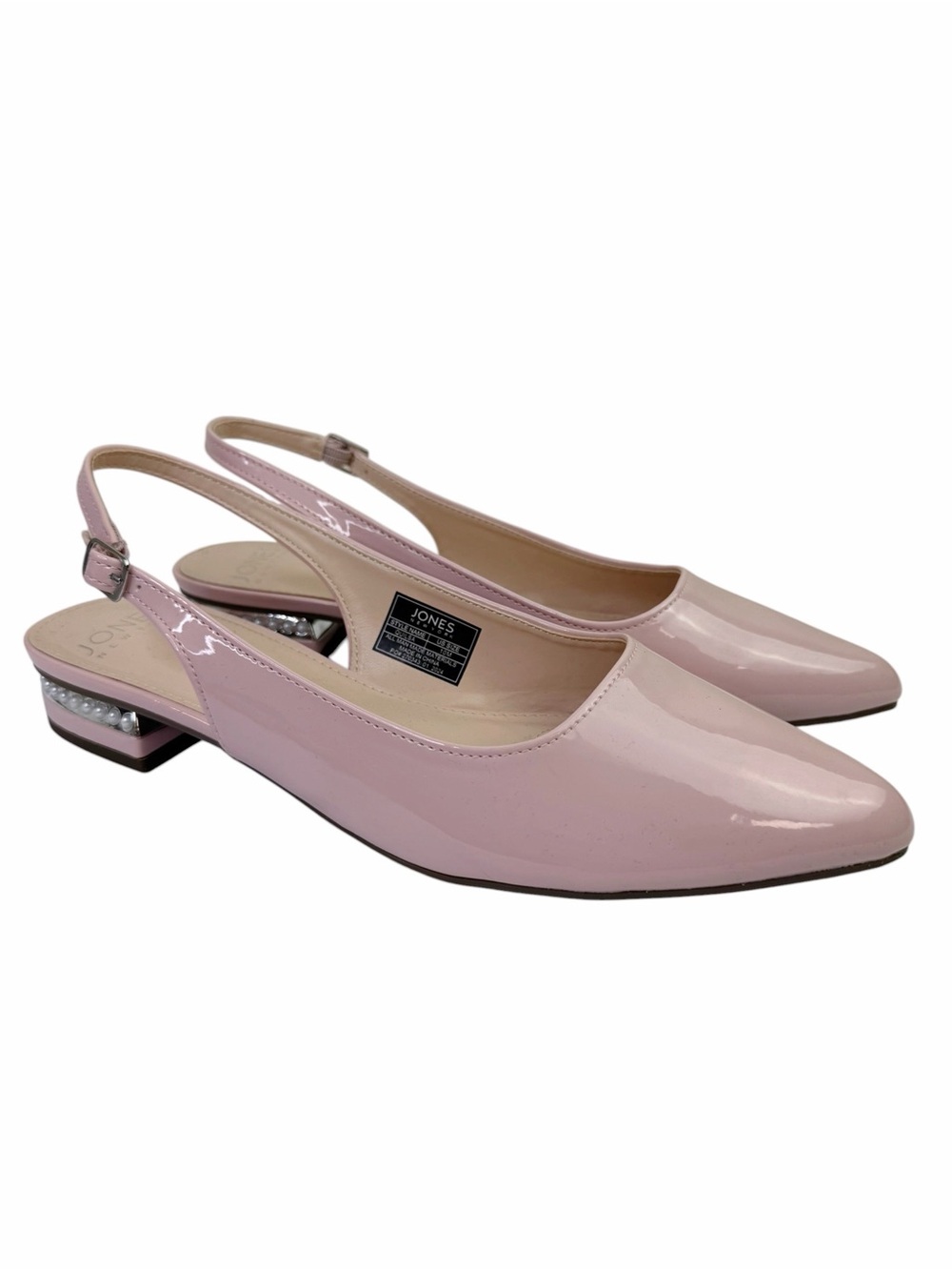 Jones New York Quilsa Slingback Shoe Pink Faux Patent Leather Size 10 Pearl Heel